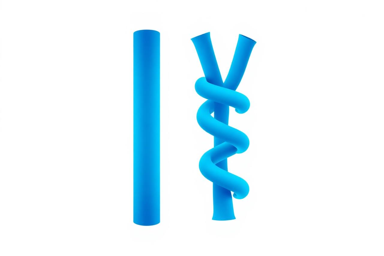 Illustration comparing a smooth healthy vein with a twisted, enlarged varicose vein